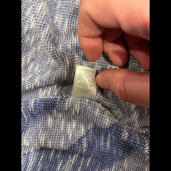 Charming Charlie White Blue Stripes Cardigan Size Small - Picture 9 of 9